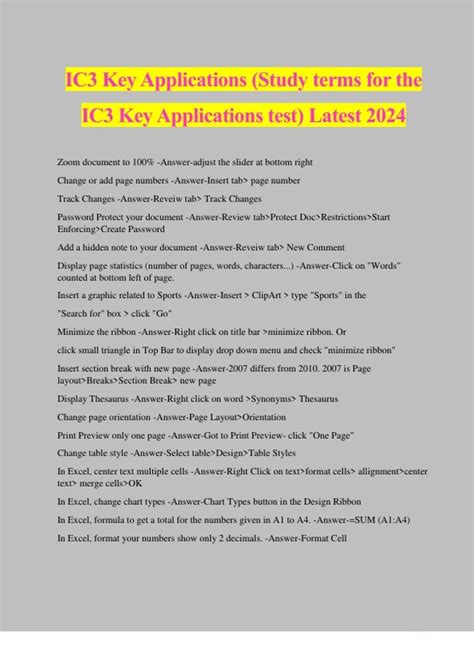 ic3 key applications quiz.